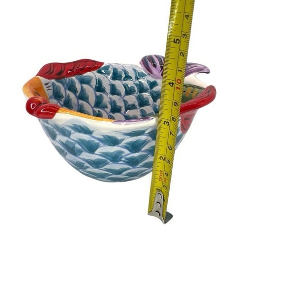 Vissen 6" Fish Shaped Bowl Hand Painted, Retired Design, Whimsical, Colorful - Picture 8 of 11
